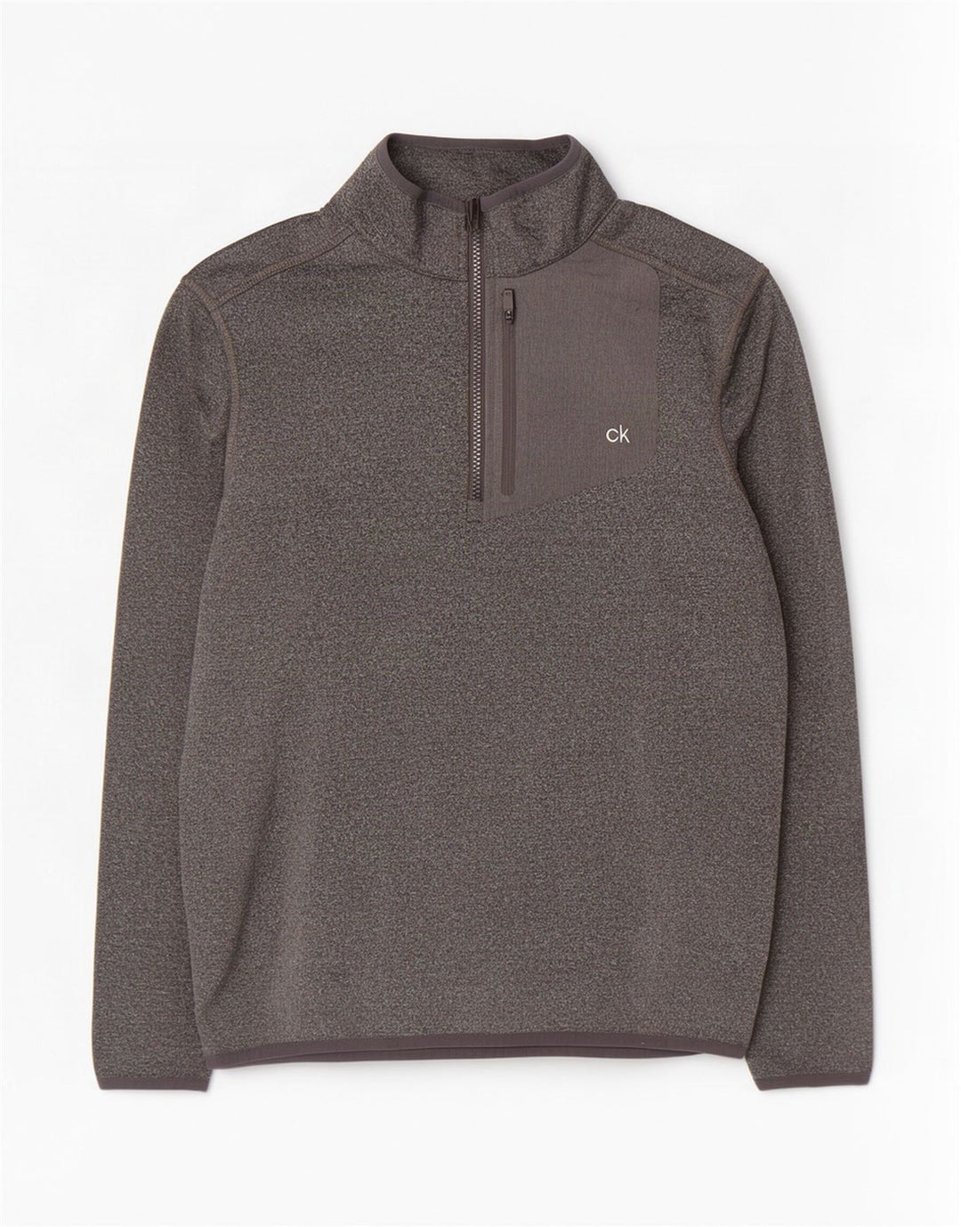 Calvin Klein Uomo Golf Zip Neck Pullover Tuta Top Small Grigio screziato