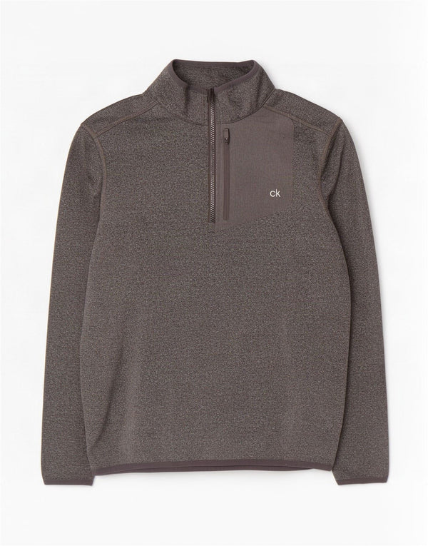 Calvin Klein Uomo Golf Zip Neck Pullover Tuta Top Small Grigio screziato