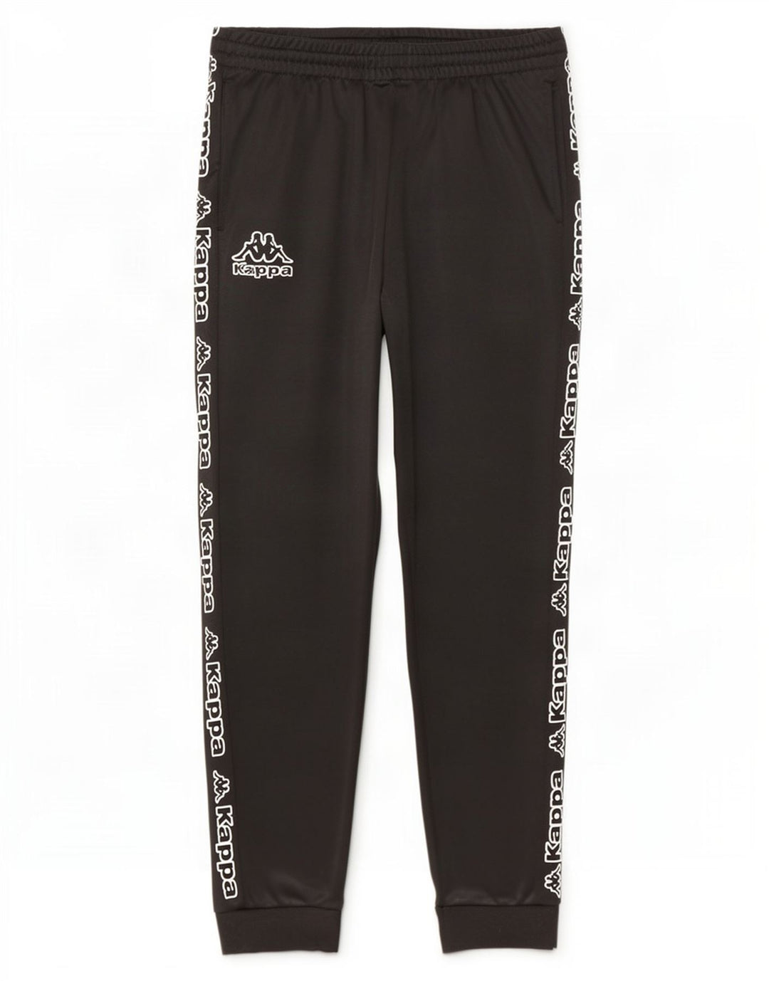 Pantaloni da tuta con grafica Kappa da uomo, pantaloni da jogging, grandi, in poliestere nero