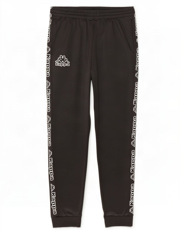 Pantaloni da tuta con grafica Kappa da uomo, pantaloni da jogging, grandi, in poliestere nero