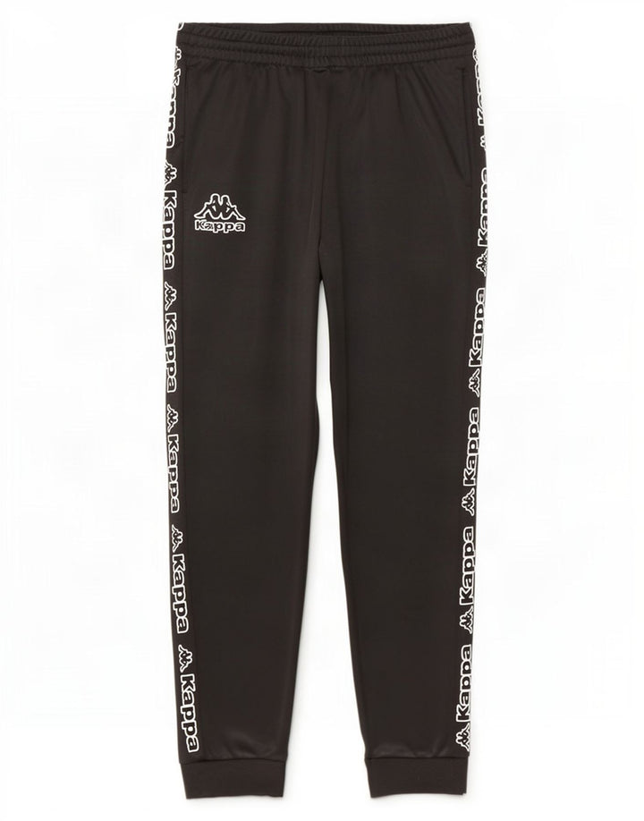 Pantaloni da tuta con grafica Kappa da uomo, pantaloni da jogging, grandi, in poliestere nero