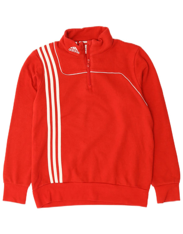 Felpa Adidas da ragazzo con zip e collo, 13-14 anni, in cotone rosso