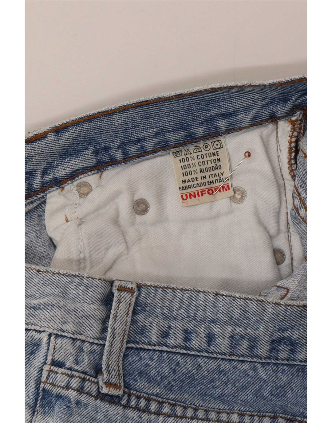 Jeans dritti da uomo uniformi W31 L30 cotone blu