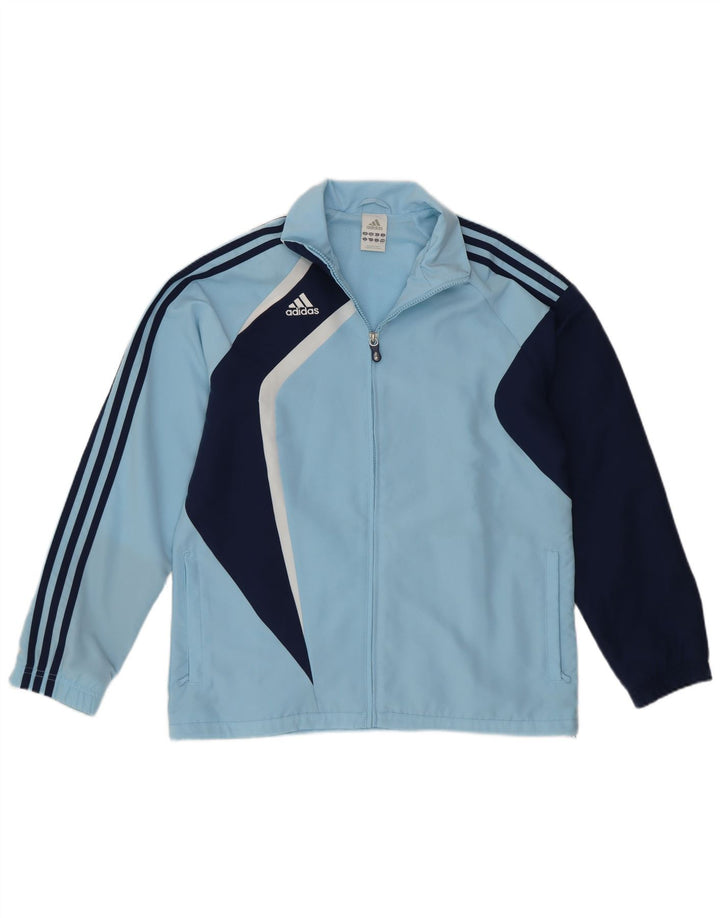 Giacca da tuta da uomo ADIDAS in poliestere color block blu medio