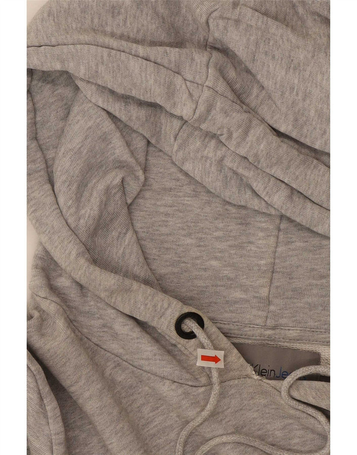 Maglione con cappuccio grafico da uomo Calvin Klein Jeans color block grigio medio