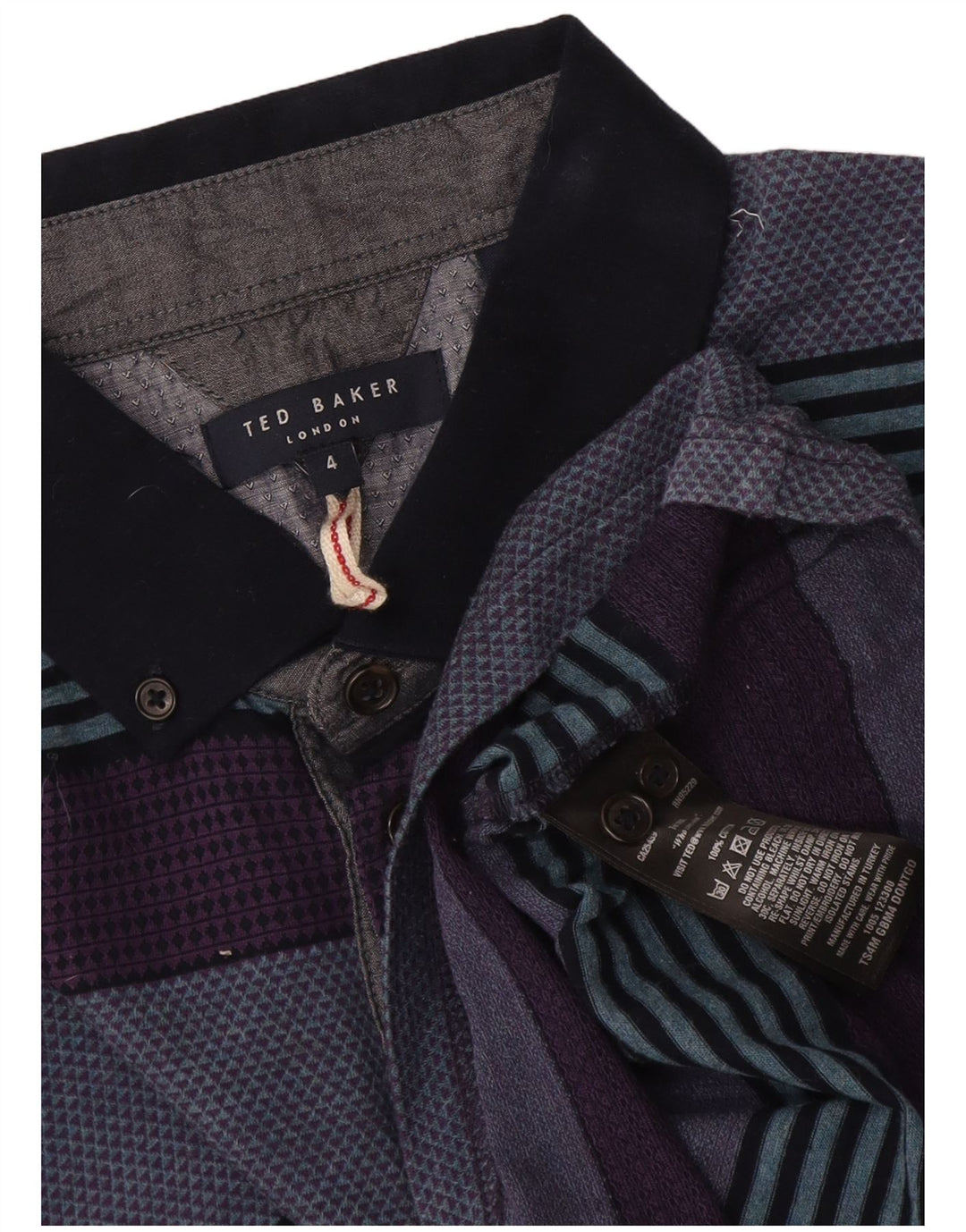 Polo da uomo Ted Baker taglia 4 grande in cotone a righe multicolore