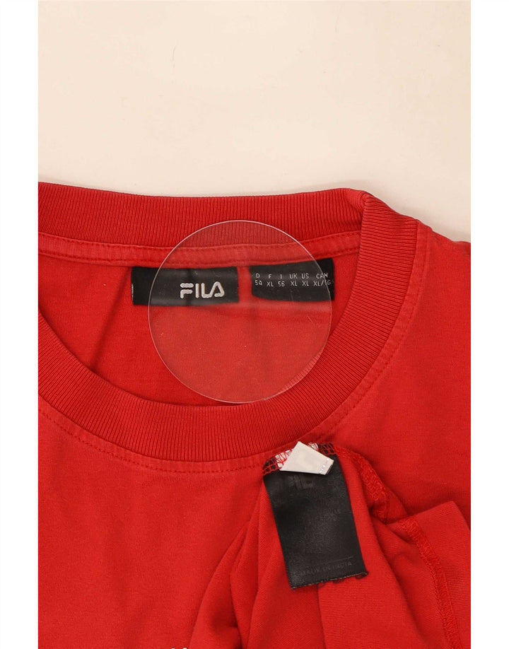 T-shirt grafica da uomo Fila Top XL in cotone rosso