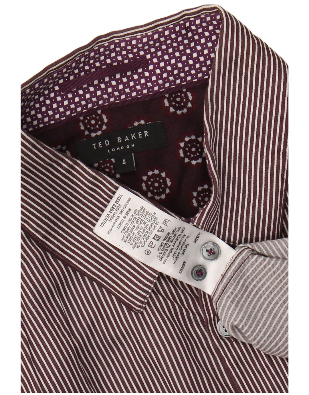 Camicia da uomo TED BAKER taglia 4 grande cotone gessato viola