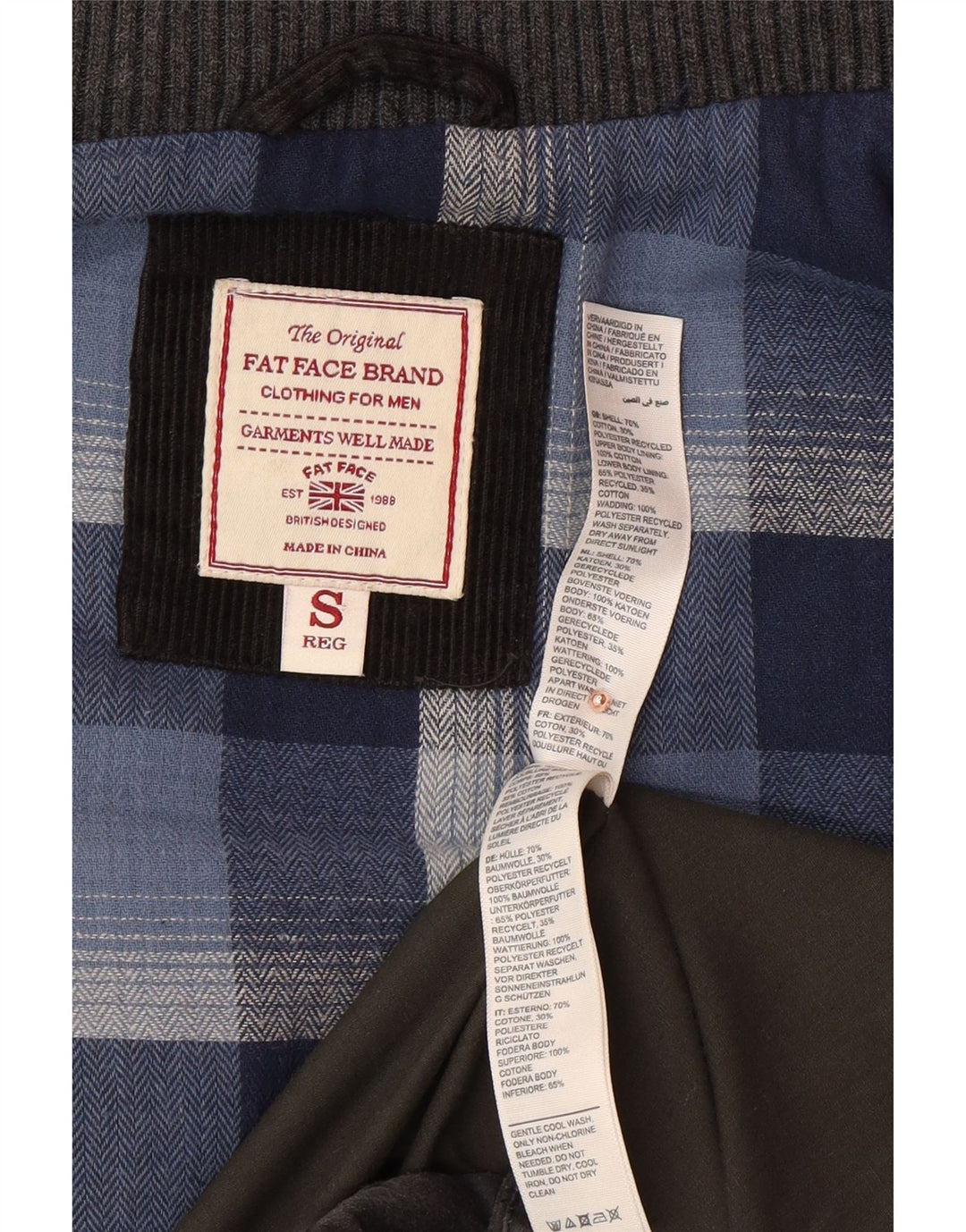 Gilet imbottito da uomo FAT FACE UK 36 piccolo cotone grigio