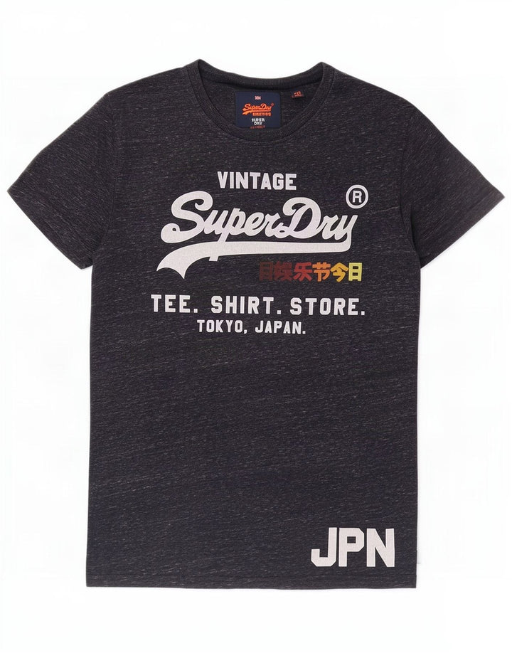 T-shirt grafica regolare da uomo Superdry Top in cotone mélange blu navy medio