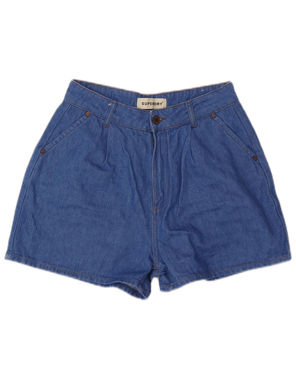 Superdry Pantaloncini di jeans con ancoraggi a vita alta da donna piccoli W27 Blu Cotone
