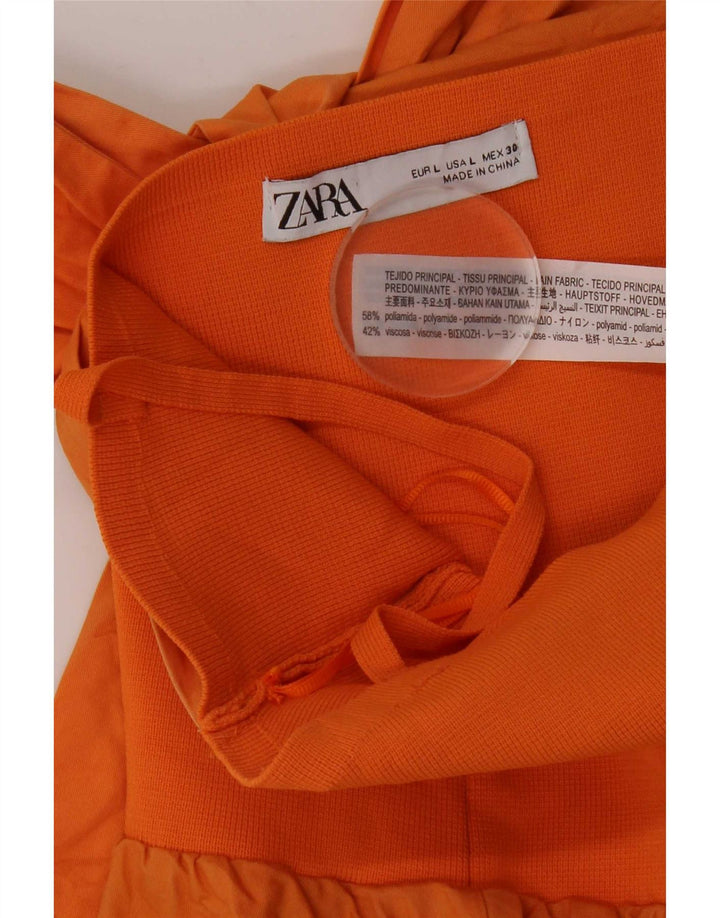 Canotta corta da donna Zara UK 14 grande arancione in poliammide