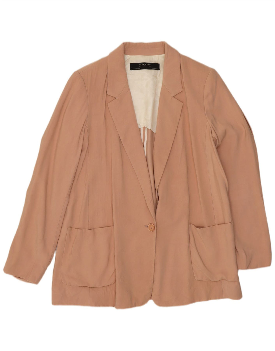 Giacca blazer a 1 bottone da donna Zara UK 14 acetato rosa medio