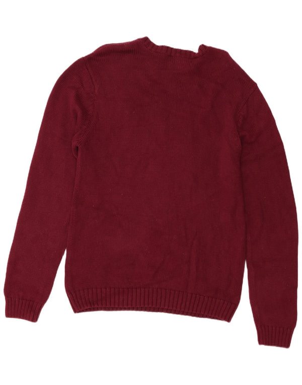 Maglione maglione girocollo da uomo vestibilità regolare in cotone bordeaux medio
