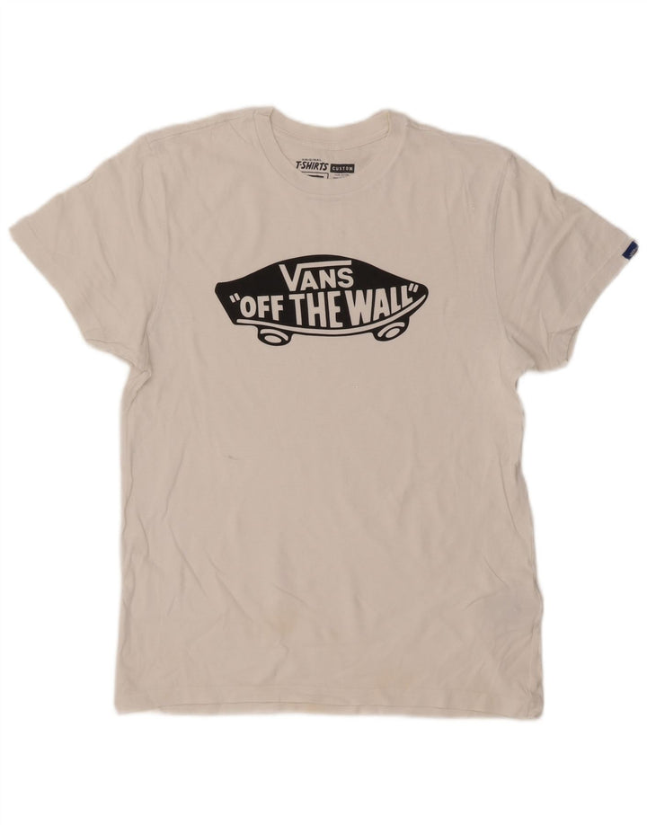 T-shirt grafica personalizzata da uomo Vans, top in cotone bianco medio
