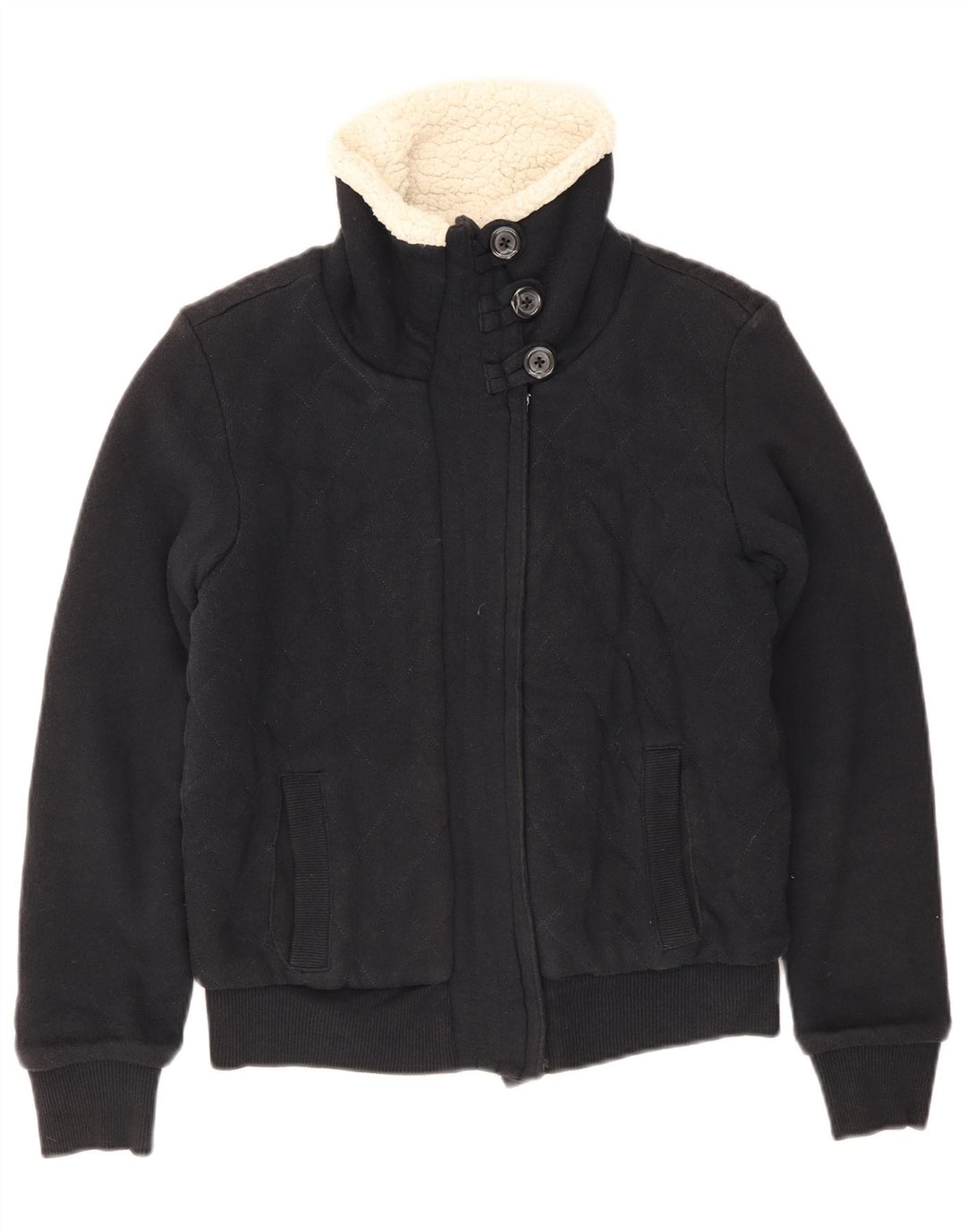 Giacca bomber sherpa da donna Gap UK 10 piccola in cotone blu navy