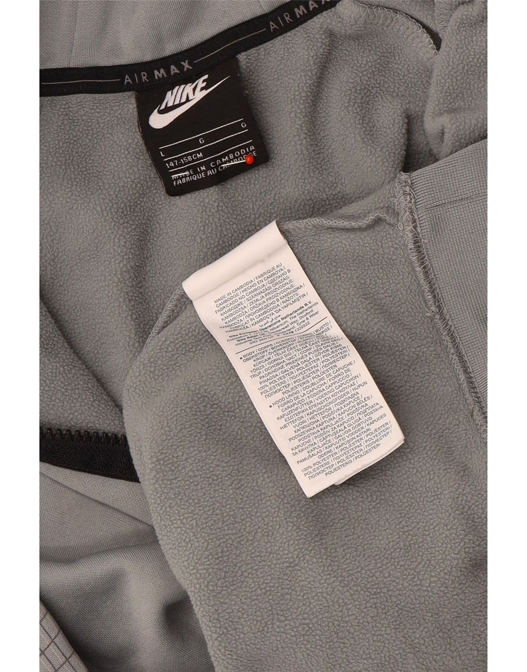 Maglione con cappuccio grafico NIKE da ragazzo 12-13 anni in poliestere a quadri grigi grandi
