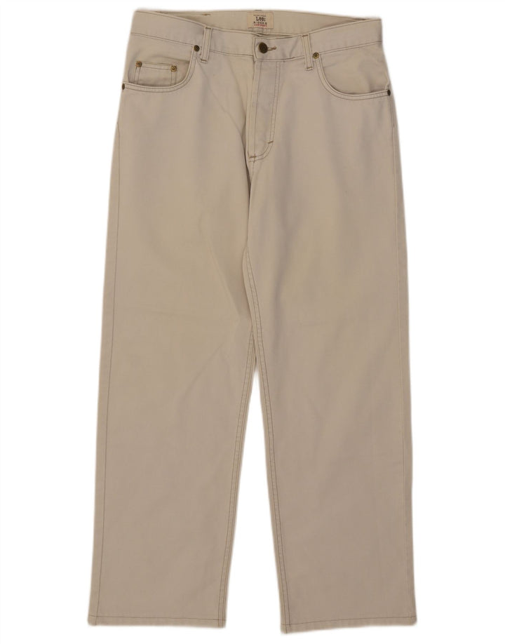 Jeans dritti da uomo Chicago Lee W32 L27 in cotone bianco sporco