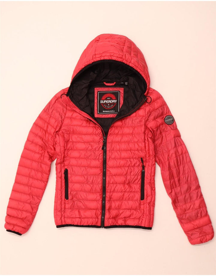 Giacca imbottita con cappuccio da donna SUPERDRY UK 10 piccola rosa