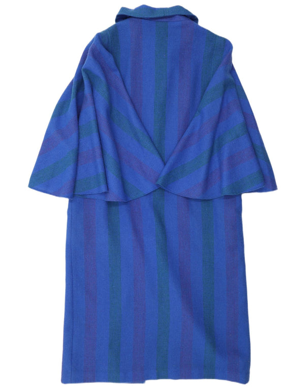 Cappotto a mantella in lana da donna Triona UK 16 Lana nuova a righe blu grande