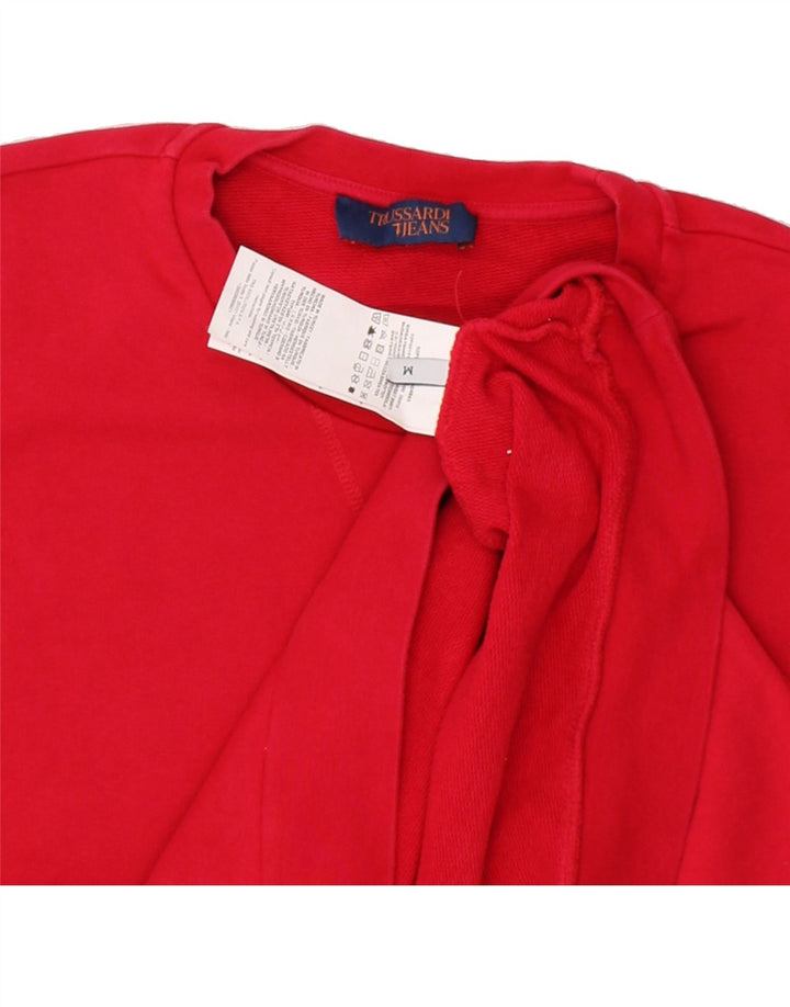 TRUSSARDI JEANS Mens Sweatshirt Jumper Medium Red Cotton Vintage Trussardi Jeans and Second-Hand Trussardi Jeans from Messina Hembry 