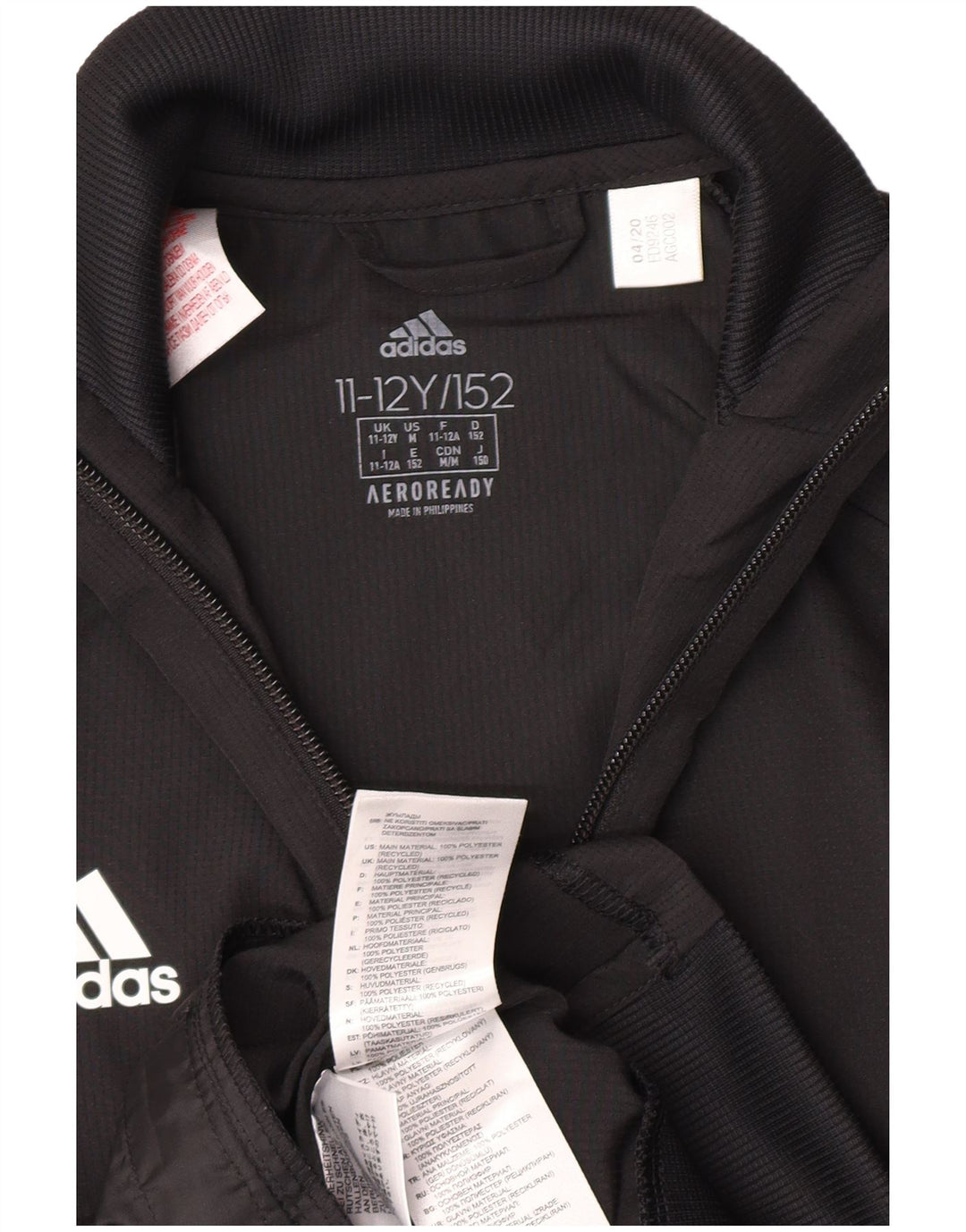 Giacca da tuta Adidas Aeroready da ragazzo 11-12 anni in poliestere nero