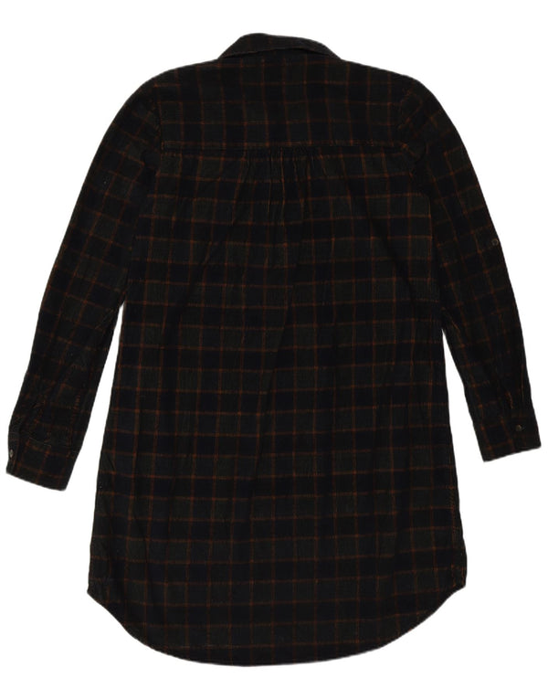 Abito polo a maniche lunghe in velluto a coste da donna Fat Face UK 8 piccolo quadretto blu navy