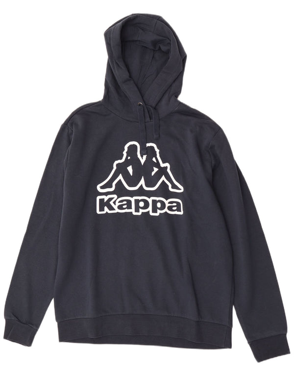 Felpa con cappuccio grafica da uomo Kappa XL in cotone blu navy