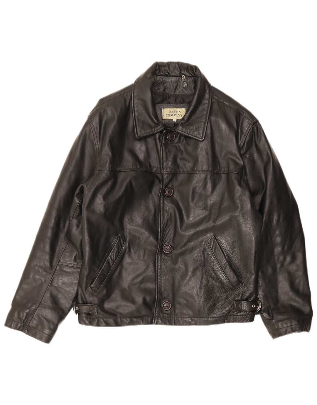 Giacca in pelle vintage da uomo IT 50 grande in pelle nera