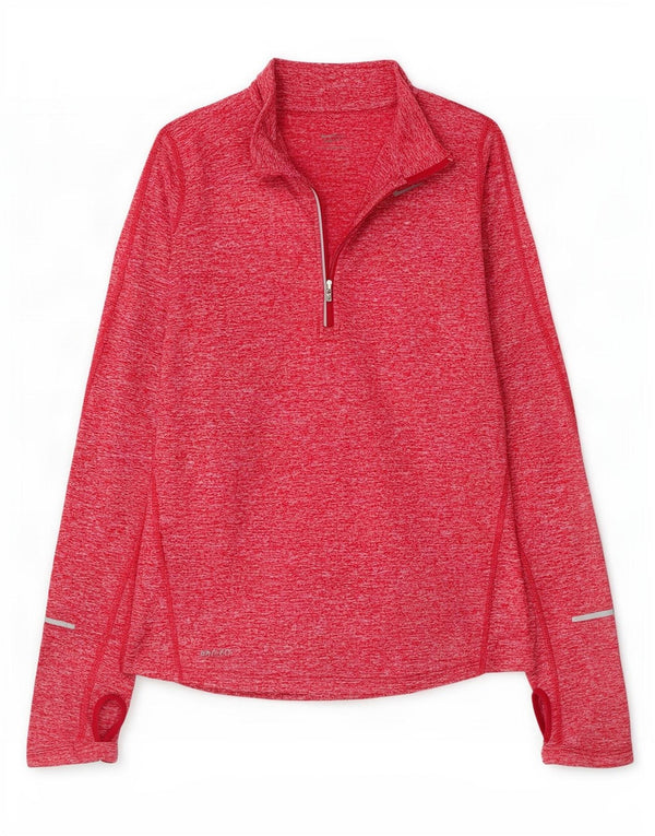Top della tuta pullover con zip e collo Nike Dri Fit da donna UK 6 XS rosa chiazzato