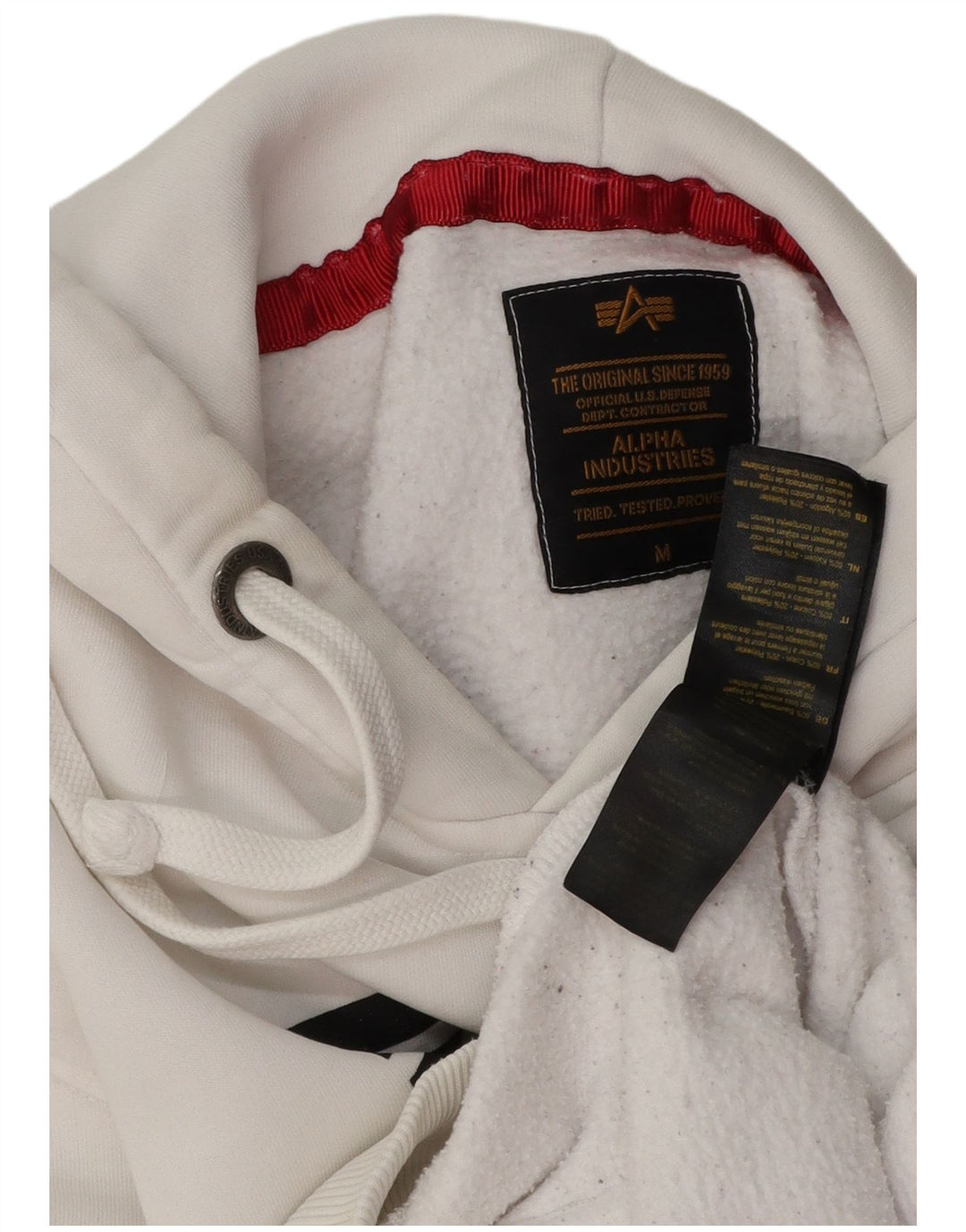 ALPHA INDUSTRIES Felpa con cappuccio grafica da uomo in cotone bianco medio