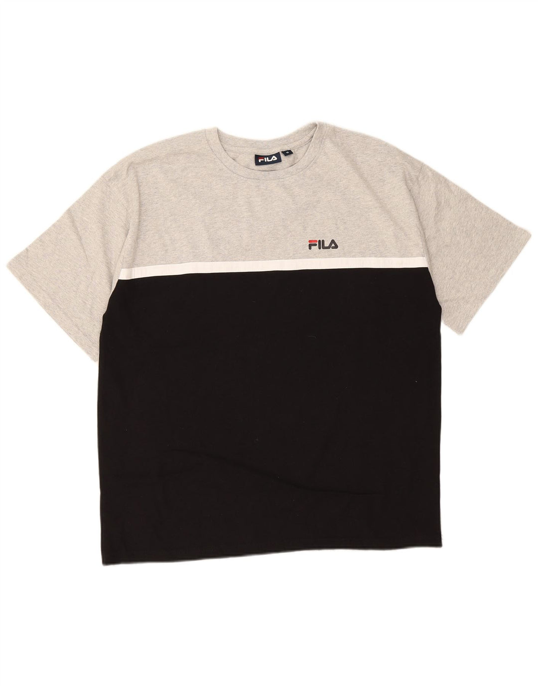 T-shirt da uomo Fila Top in cotone color block grigio medio