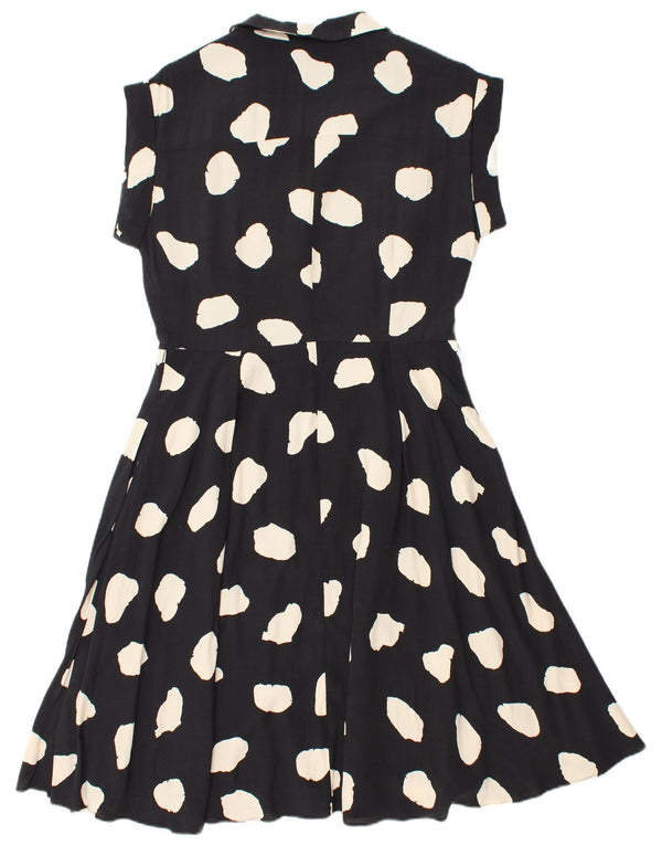 HOBBS Womens Abstract Pattern A-Line Dress UK 10 Small  Black Viscose