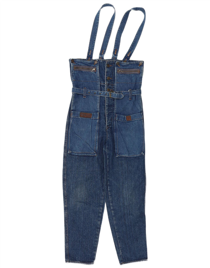Tuta in denim vintage da donna UK 10 piccola blu