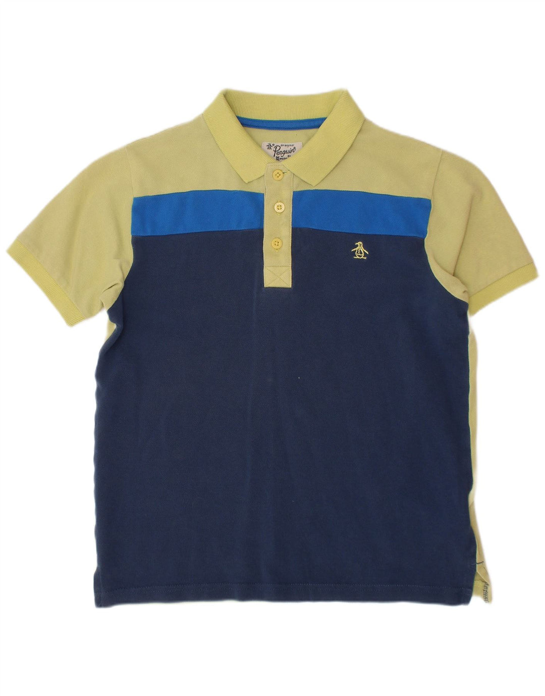 PENGUIN Polo da bambino 8-9 anni in cotone color block verde