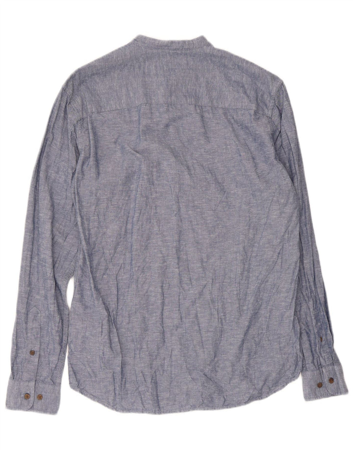 Camicia pullover slim fit da uomo Jack & Jones in cotone screziato blu medio