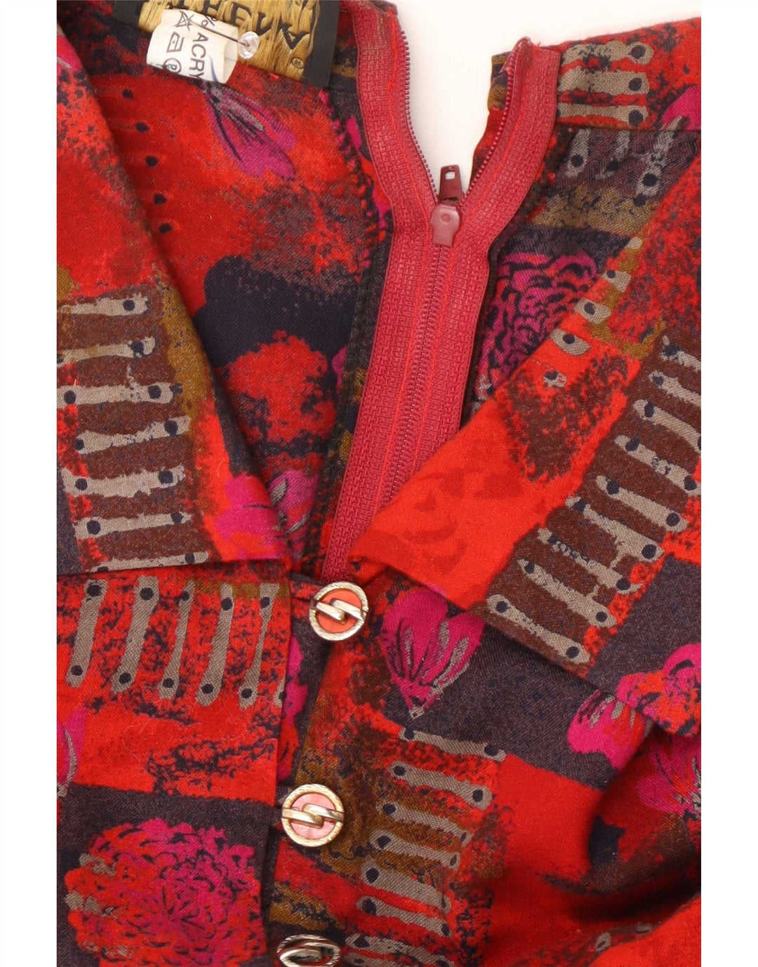 Abito lungo da donna a maniche lunghe Kerena UK 20 2XL Acrilico patchwork rosso
