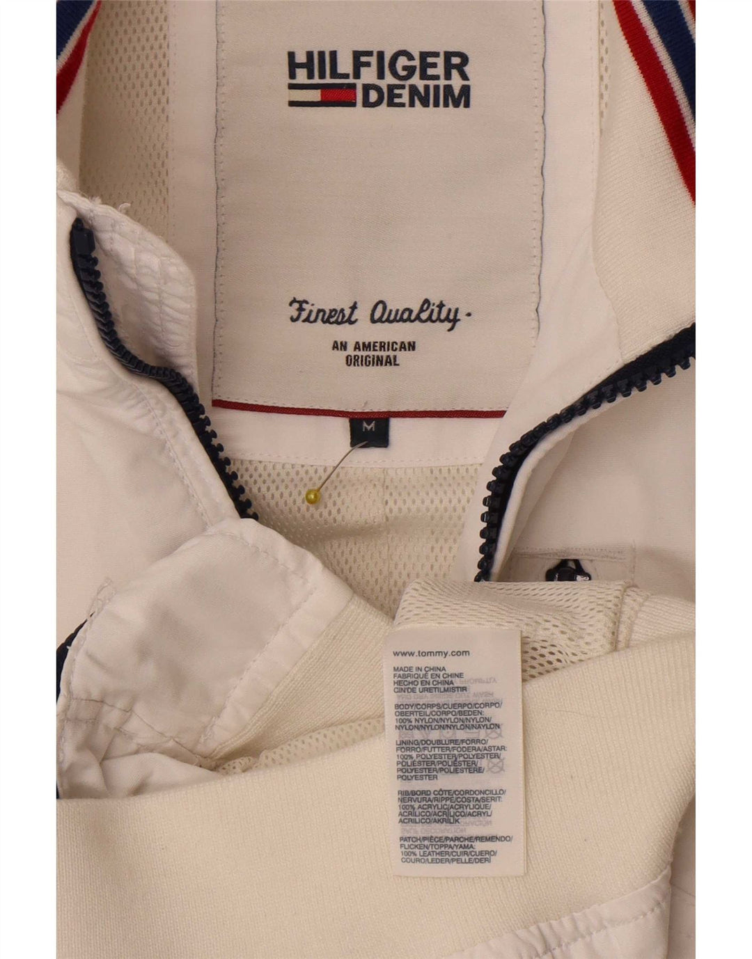 Giubbotto bomber da uomo Tommy Hilfiger UK 38 nylon bianco medio