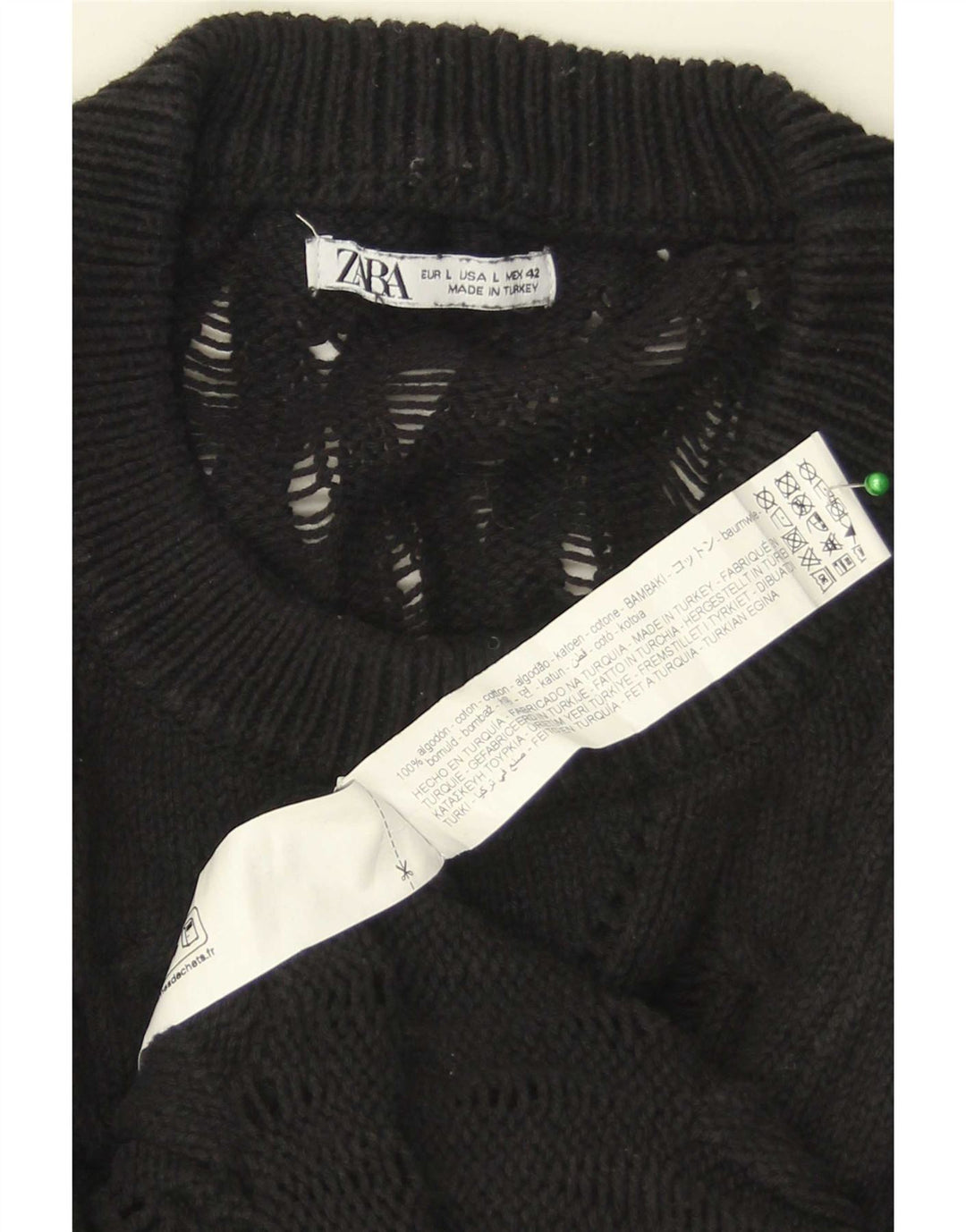 Maglione maglione girocollo da uomo Zara grande in cotone nero