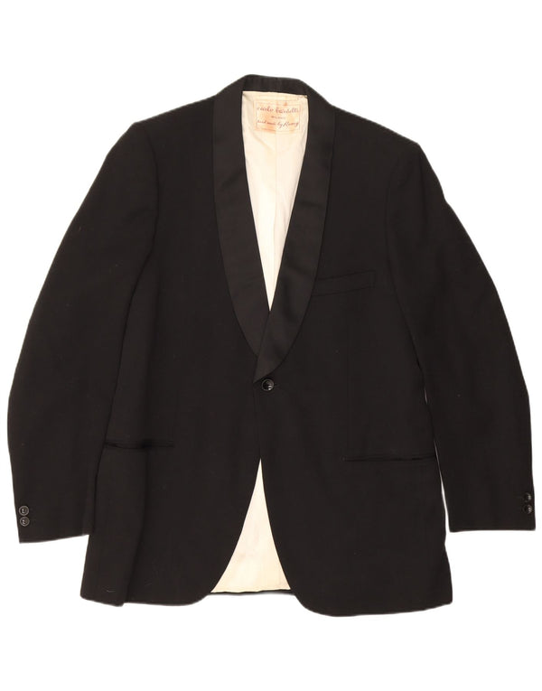 Giacca blazer vintage da uomo a 1 bottone UK 40 grande nera