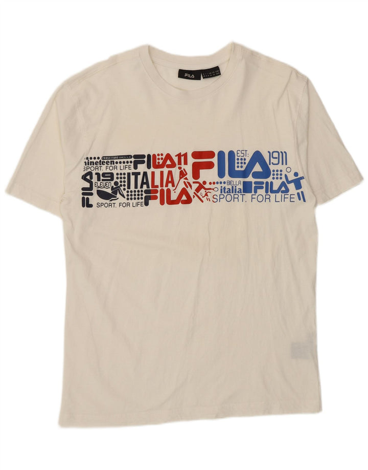 T-shirt grafica da uomo Fila Top in cotone bianco medio