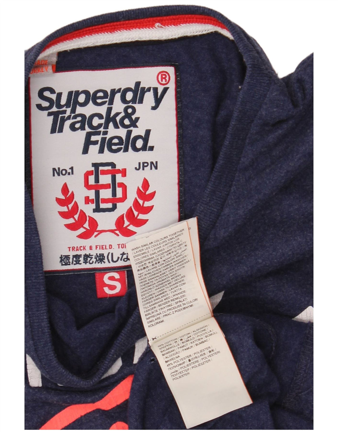 T-shirt grafica da donna SUPERDRY Top UK 10 piccola in cotone blu navy