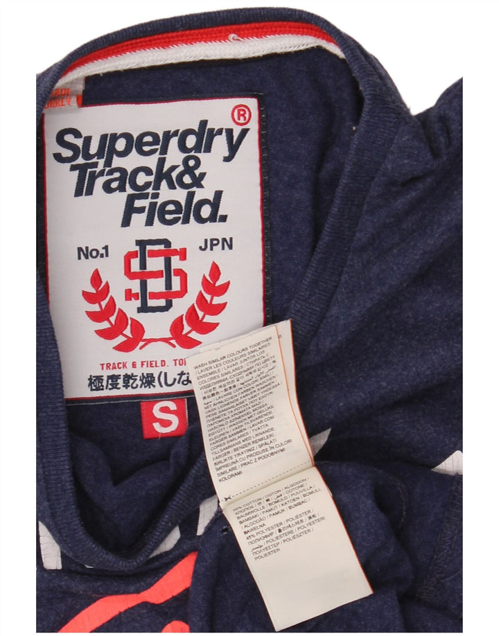T-shirt grafica da donna SUPERDRY Top UK 10 piccola in cotone blu navy