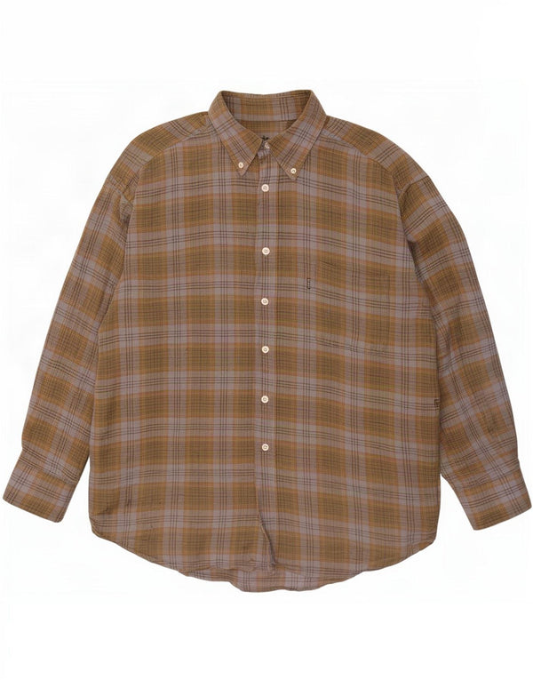Camicia di flanella da uomo Barbour, cotone a quadri kaki di grandi dimensioni