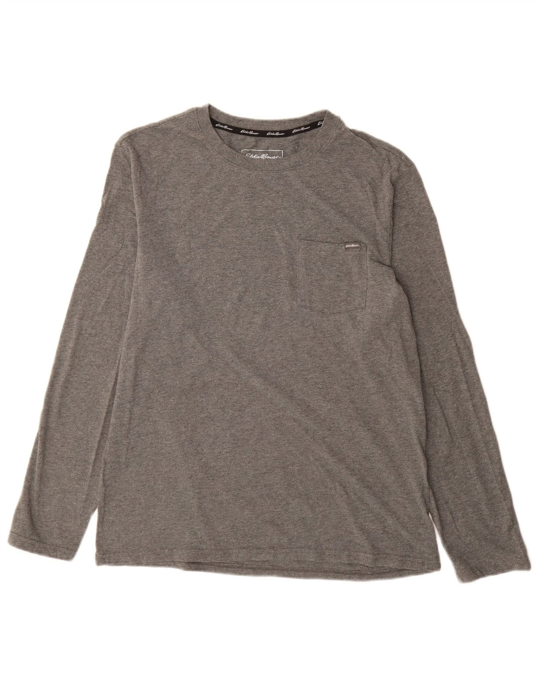 EDDIE BAUER Top da uomo a maniche lunghe in cotone grigio medio