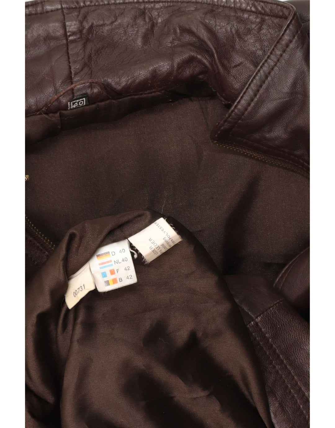 Cappotto oversize in pelle da donna VINTAGE EU 40 in pelle marrone medio