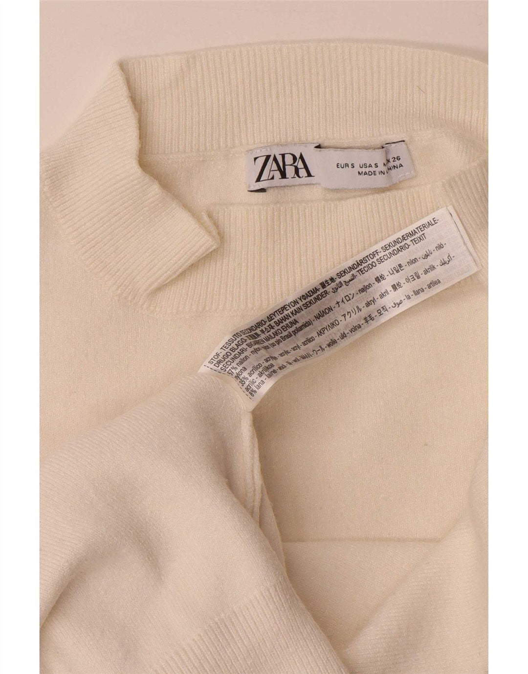 Maglione oversize con collo dolcevita da donna Zara UK 10 piccolo in viscosa bianca