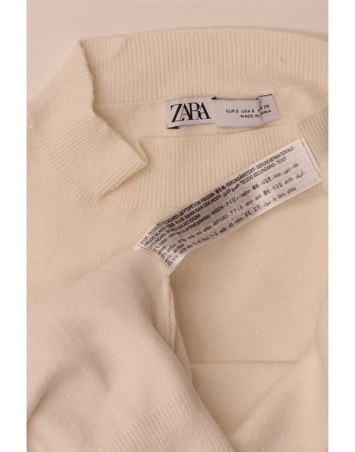 Maglione oversize con collo dolcevita da donna Zara UK 10 piccolo in viscosa bianca