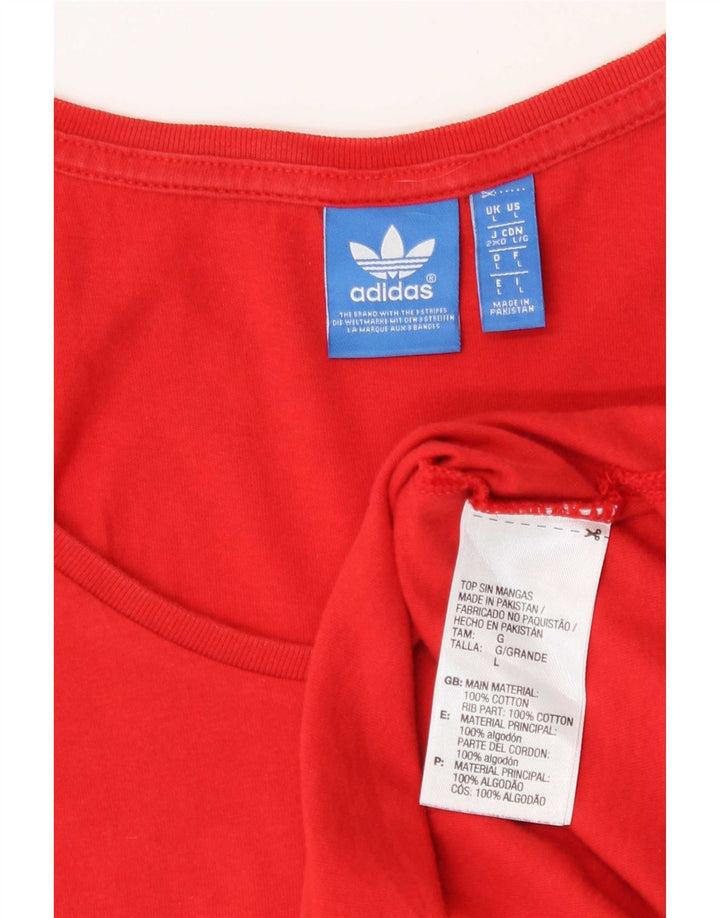 Canottiera grafica da uomo Adidas grande in cotone rosso