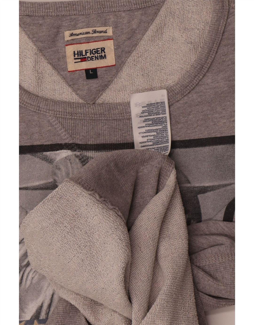 Tommy Hilfiger Uomo Felpa grafica Maglione Grande Cotone chiazzato grigio